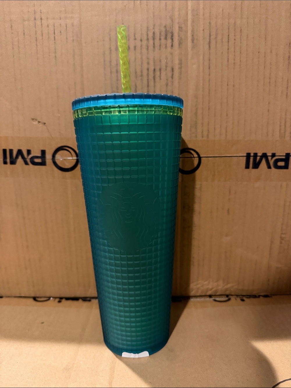 Starbucks 2022 Valentines Release Mountain Dew Green Grid 24 Oz Cold Cup Tumbler